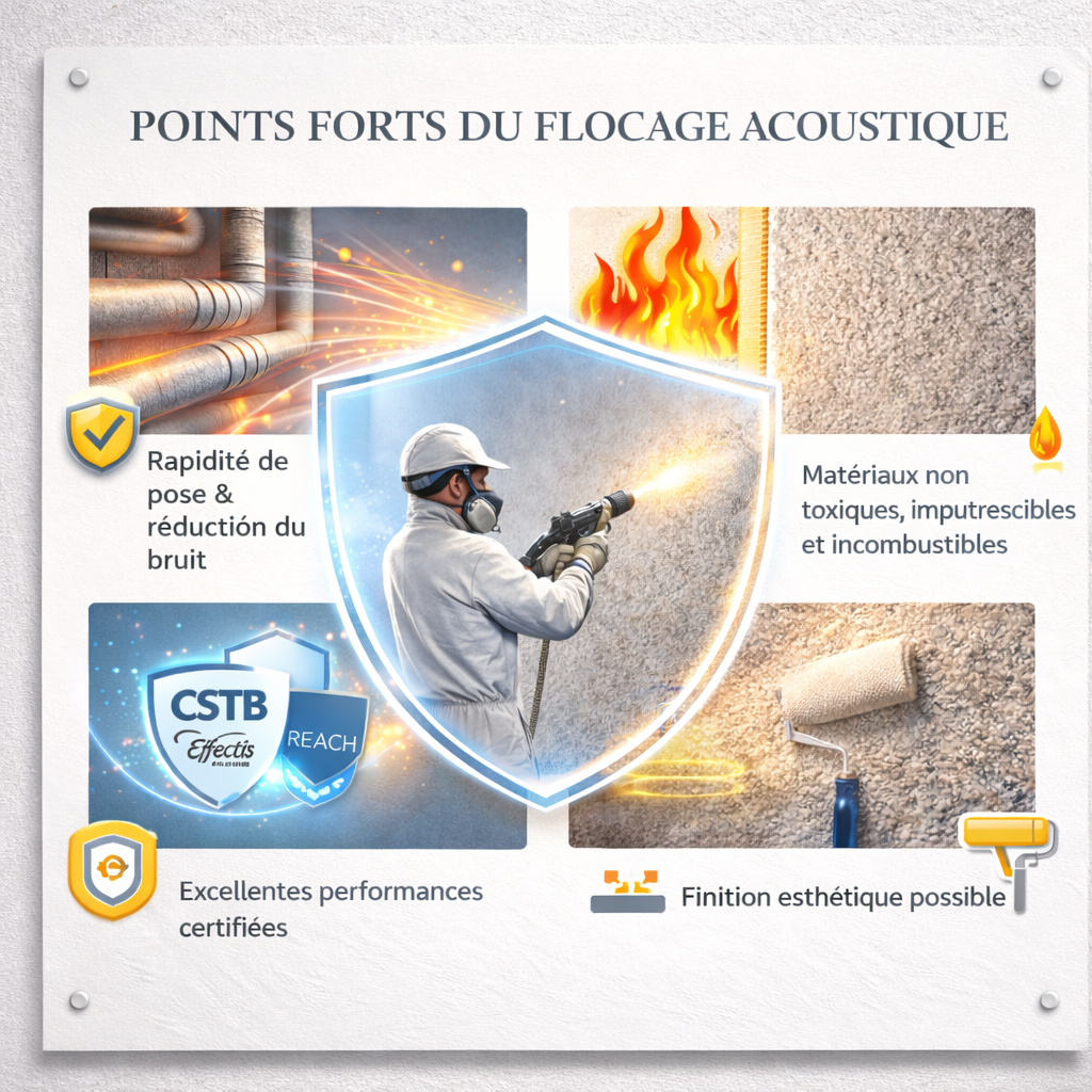 Avantages du flocage acoustique - Performances certifiées CSTB